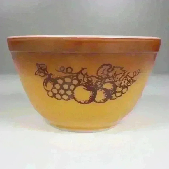 VINTAGE PYREX Old Orchard Mixing Bowls Nesting Lot of 2 60s 70s Brown 401 402 - Picture 9 of 16